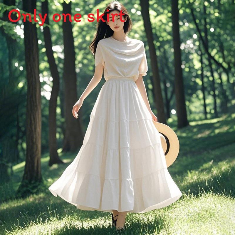 Womens Highwaist Flared Skirt With Pleated Design For Spring Casual Wear