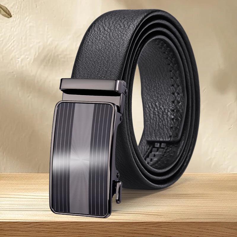 Men s Genuine Leather Automatic Buckle Belt - Fashionable, High-End, Versatile Cowhide Belt for Business and Casual Wear. 130 cm