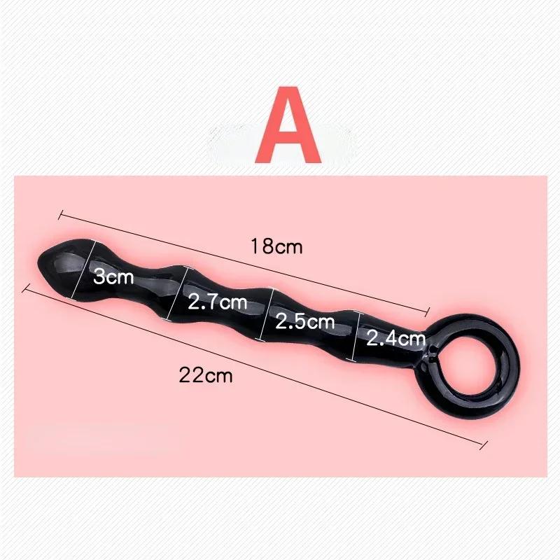 Black Crystal Glass Toys Dildo Anal Plug Gay Sex Toys Double Anal Beads For Men/Women Vaginal Anal Dilation Butt Plug