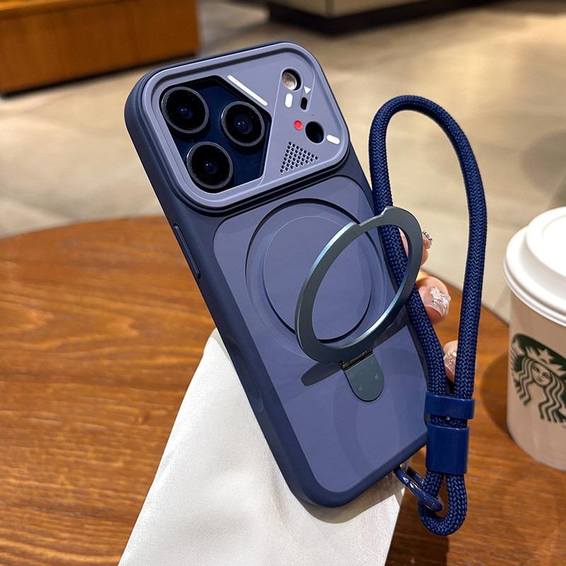 Wrist Strap Metal Ring Bracket For Magsafe Case For iPhone 17 Air 16 15 14 13 12 11 Pro Max Plus Matte Armor Stand Holder Cover