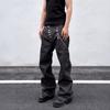 Jeans de Denim Rectos para Hombre con Bragueta Asimétrica de Cremallera Diseño de Cinco Botones Estilo Retro Streetwear