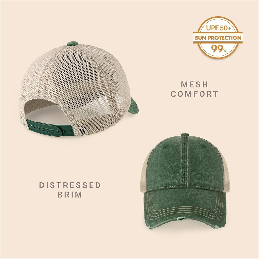 Spring Summer Men And Women Classic Truck Driver Cap Breathable Mesh Unstructured Distressed Pigment Dyed Cap Outdoor Hat