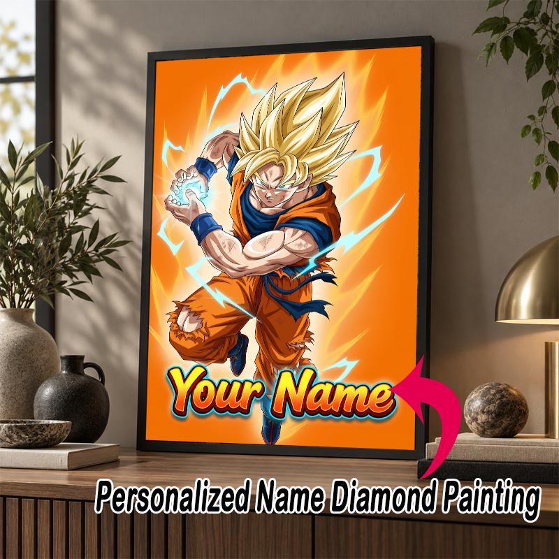 Personalized Dragon Ball Goku Diamond Art Custom Name 5D Diamond Painting Full Drill DIY Craft