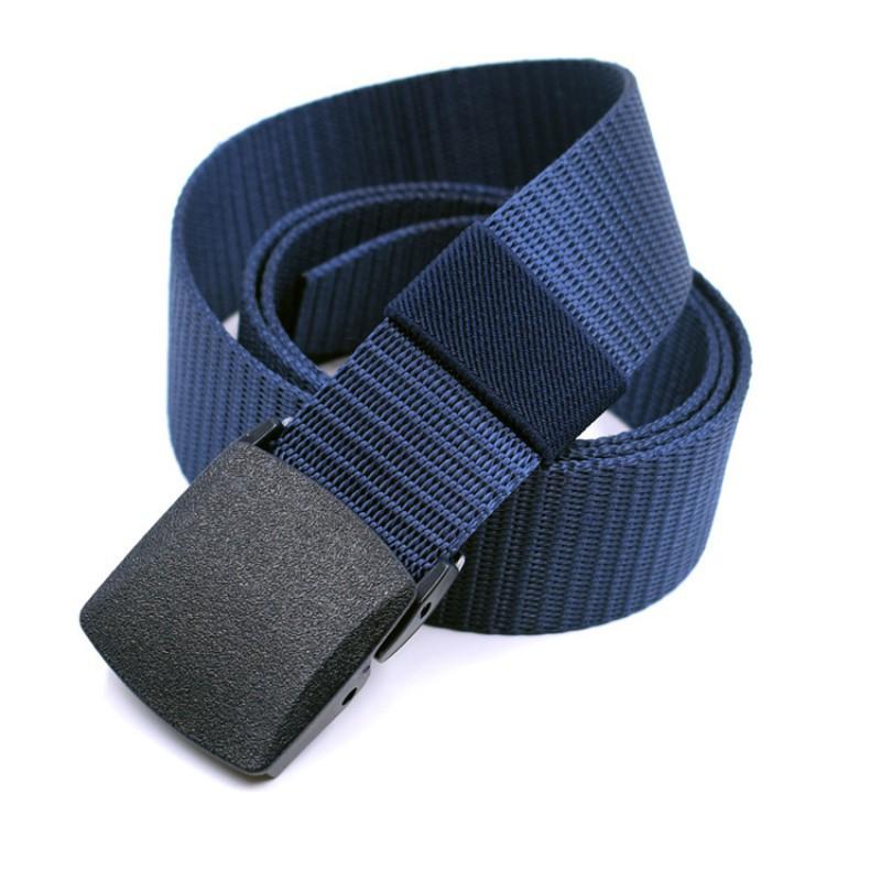 Security Check Canvas Belt Casual Metal-free Outdoor Nylon Military Fan Pants 120cm темно-синий