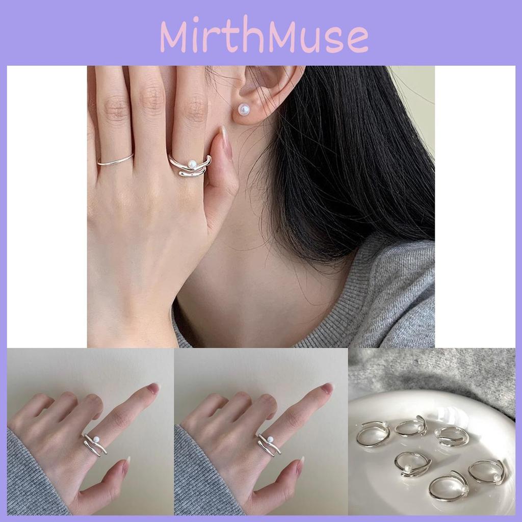 Summer Classy Pearl Ring For Women Featuring Stylish Geometric Design