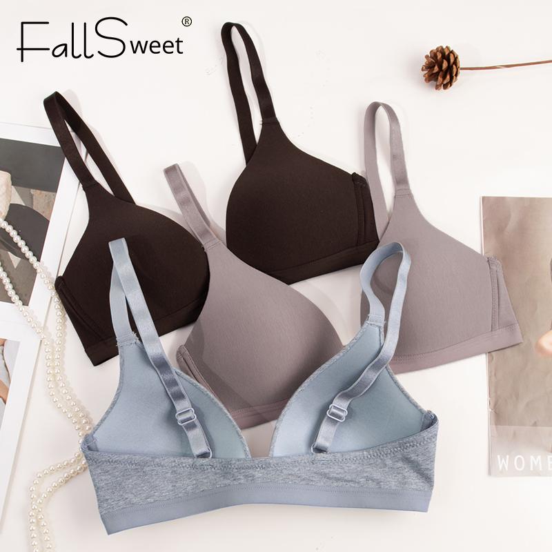 Sujetador sin costuras con cierre delantero para mujer Push Up Inalámbrico Sujetador Profundo V Color Sólido Ropa Interior Lencería Sexy Femenina