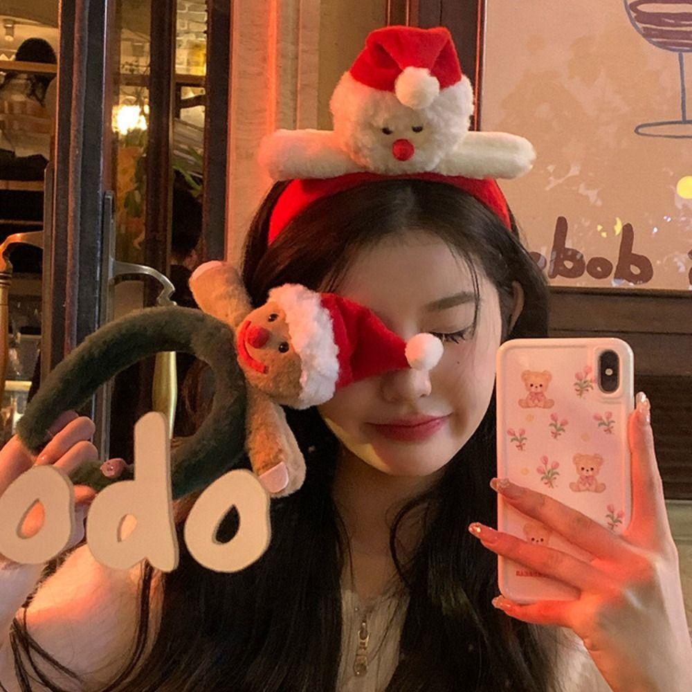 Christmas Decoration Antlers Headband Santa Claus Plush Hair Band Funny Christmas Headband Men