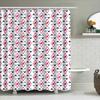 Vibrant Geometric Print Shower Curtain White Fabric Bath Decor Pink Blue Accent Decorative Showershade for Home Decoration Size