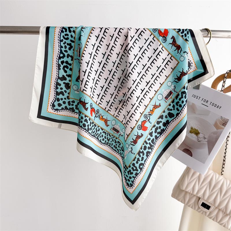 New landscape printed silk scarf square scarf high-end shawl professional versatile neck small square scarf headscarf women'