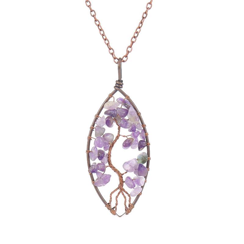 Temu Valence Handcrafted Tree of Life Leaf Necklace N03