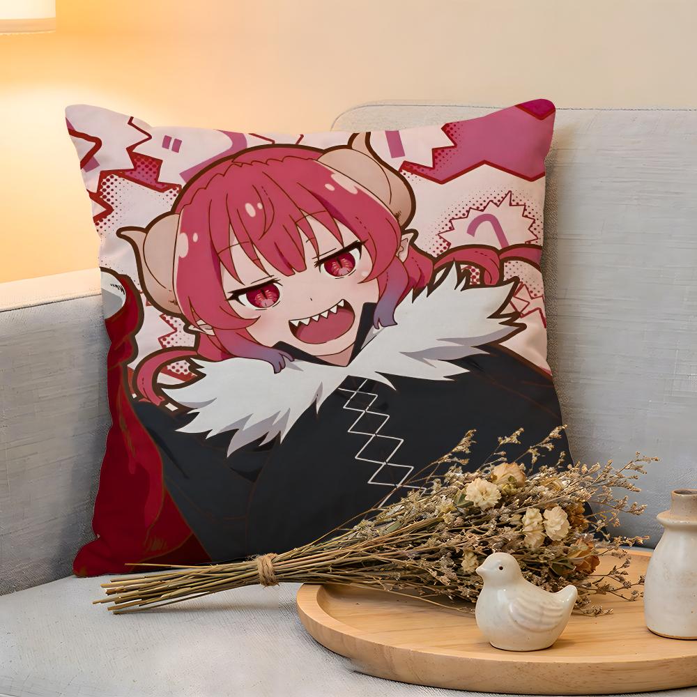 Cushion Cover Linen SkinFriendly Soft Decorative Case For Sofa Home Decor Miss Kobayashis Dragon Maid Pillow Cover