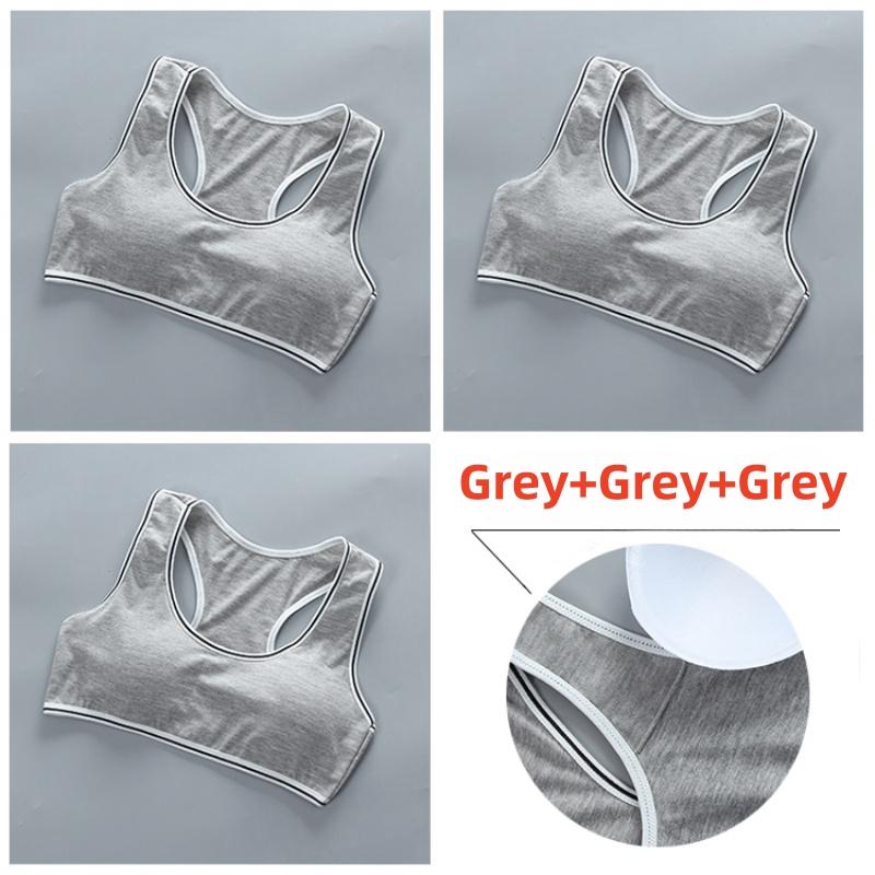 3PC Girl Training Bras Teens Underwear Solid Color Sport Young Racerback Training Crop Top