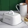 Enamel Butter Dish with Lid – Sealed Cheese Box and Dessert Tray for Kitchen or Restaurant Use