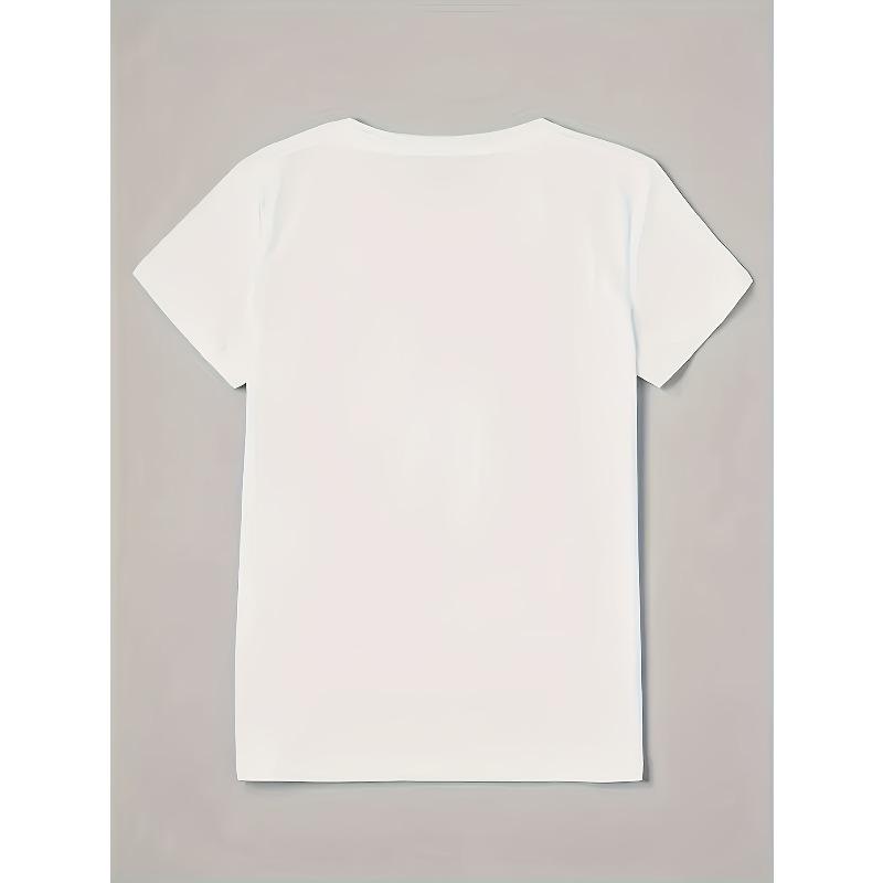 Evropská velikost Módní tričko s grafickým potiskem Krátký rukáv Kulatý výstřih Univerzální ležérní top Jaro Léto Dámské oblečení