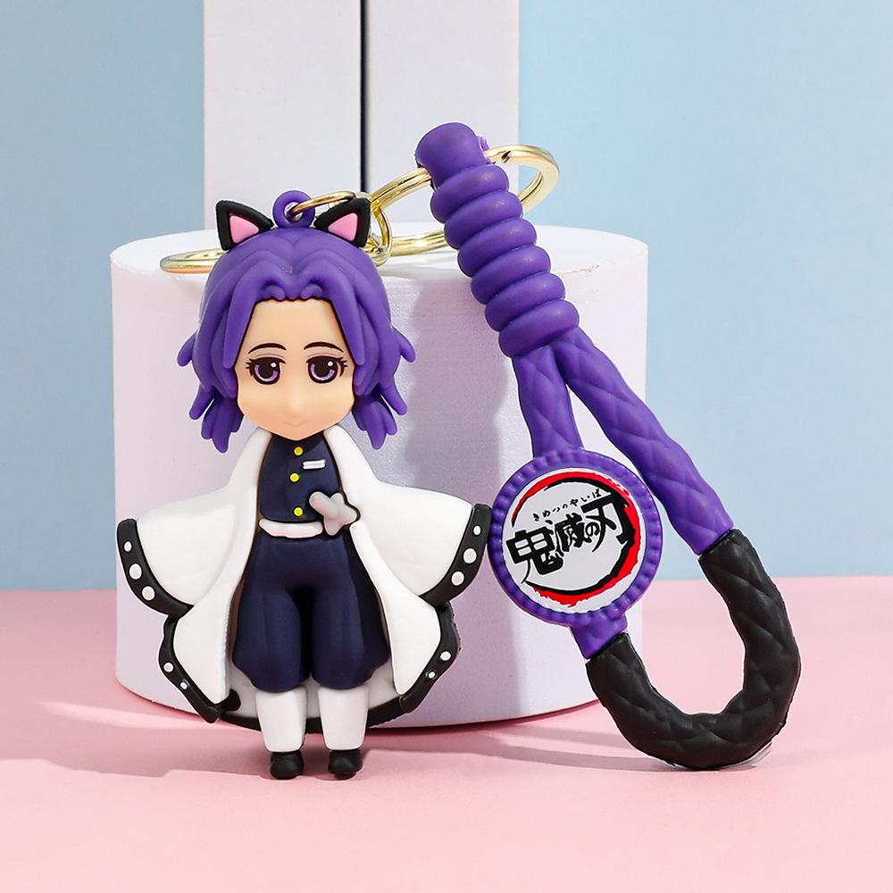 Demon Slayer Kimetsu No Yaiba Keychain Cartoon Anime Cute Kamado Tanjirou Nezuko Figure Keyring Bag Car Key Chain Model Toy Gift