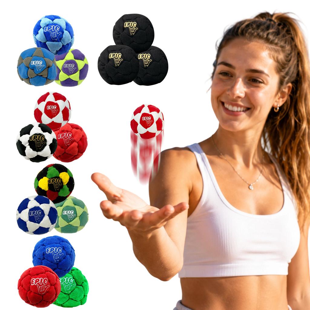 Handmade Footbag Set of 3 with Storage Bag Durable Crocheted for Outdoor Activities Adults and Teens Sand Filled Design for Enhanced Performance