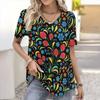 Summer Flower Rose 3D Print T-shirt Women Streetwear Casual T Shirts Y2k Tops Woman Harajuku V-Neck Tees Oversized Clothing