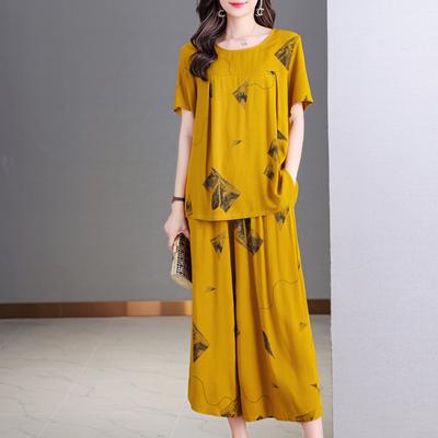 Plus Size Summer Elegant Sets for Women 2 Pieces  Loose High Waist Wide Leg  Pants Set