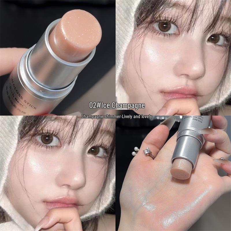 RICH BEAR Dewy Skin Highlighter Stick: Women's Fine Shimmer Contour and Blush Makeup.