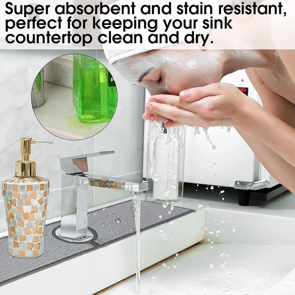 Bimkole 2 PCS Faucet Absorbent Mat, Kitchen Faucet Sink Splash Guard Wraparound Cloth Pads Sink Splash Absorbent Pad for Kitchen Bathroom Faucet