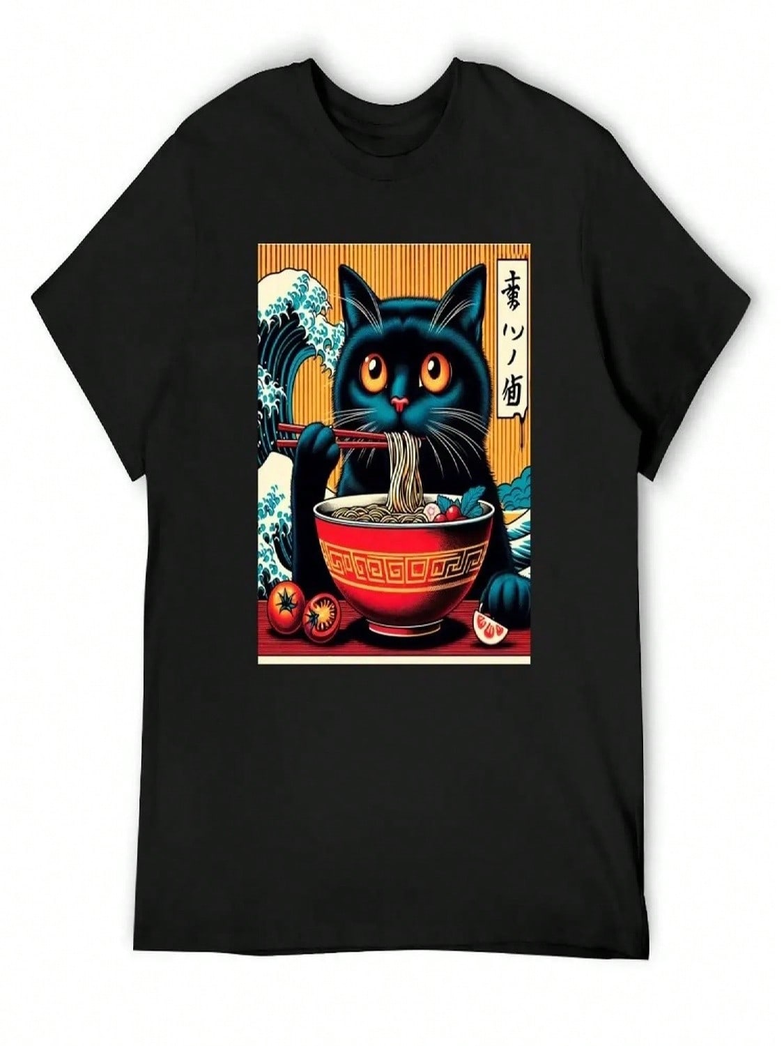 Cat Ramen Japanese Funny Graphic Tees Kawaii Cat Anime Lover T-Shirt Clothing Anime Clothes For Men S разноцветный
