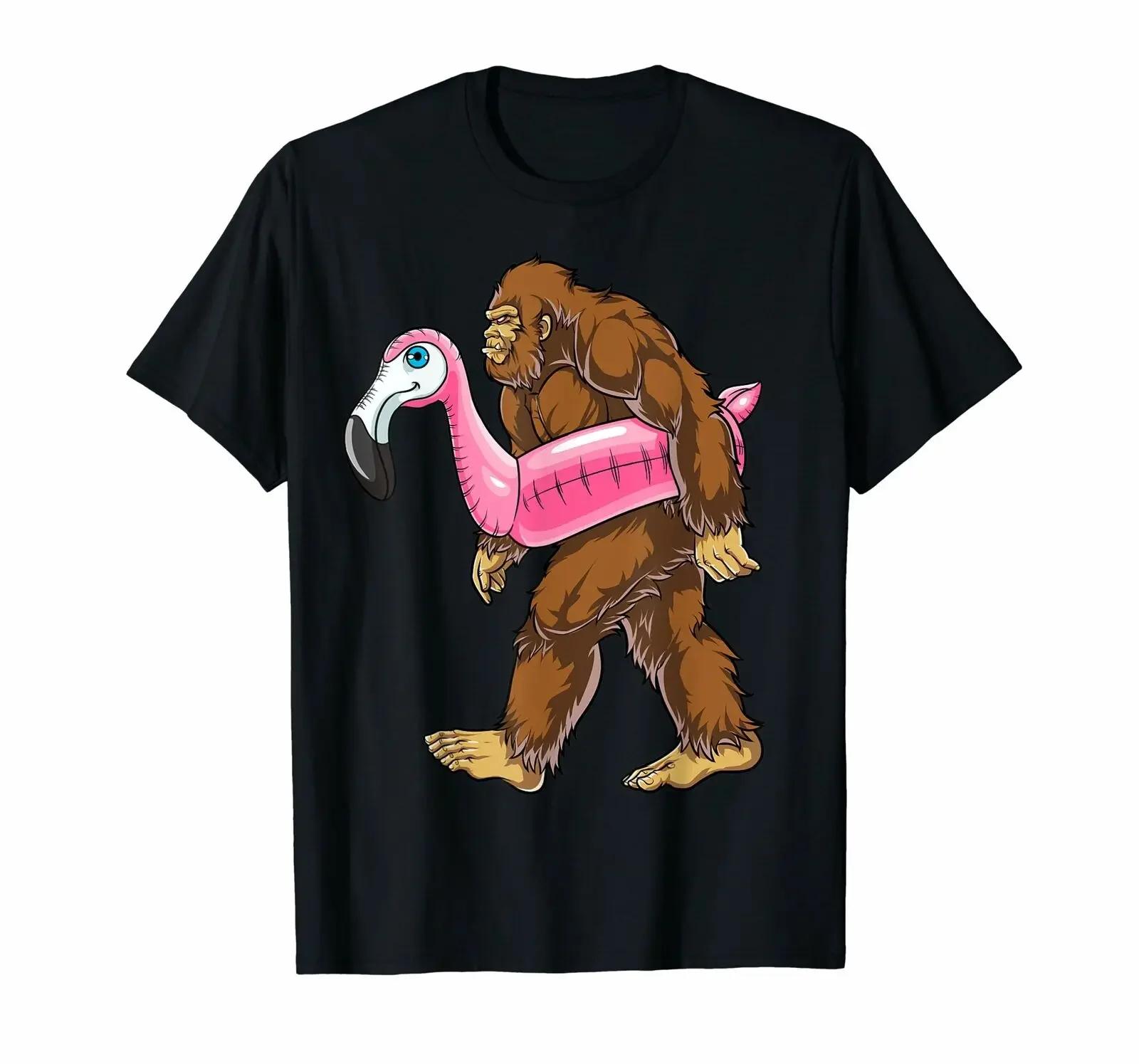 Pool Party Bigfoot Flamingo T Shirt Sasquatch Pink Float Tee S