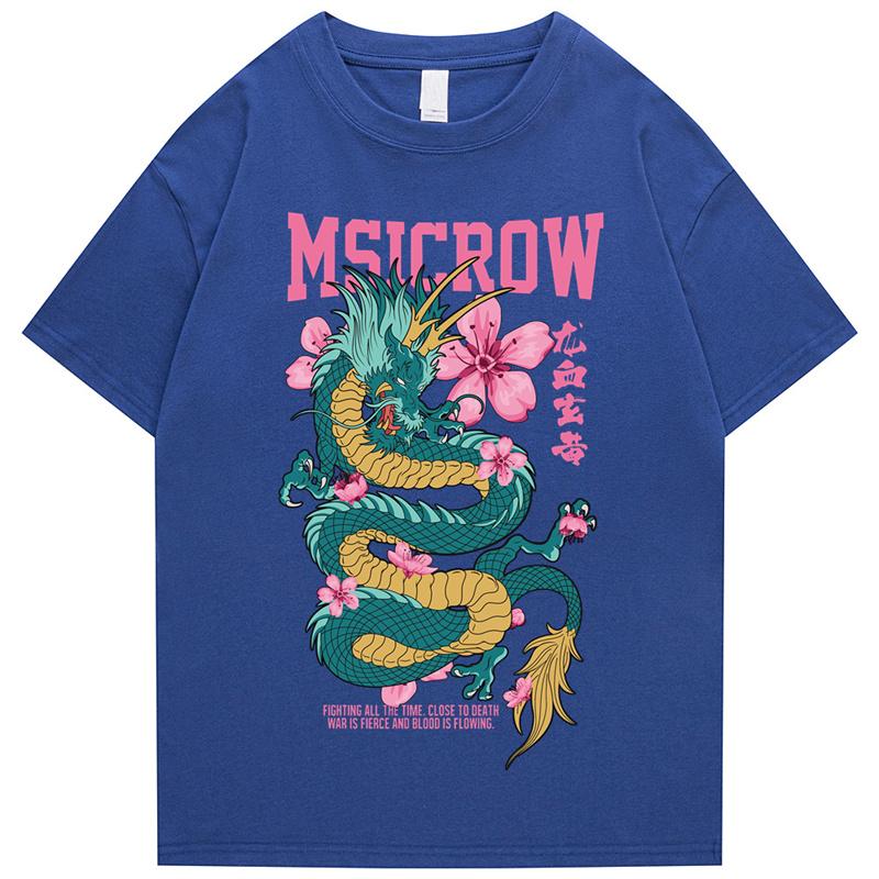 

Hip Hop Unisexs Street TShirt Japanese Kanji Dragon Print TShirt 2026 Harajuku Cotton Casual Summer Short Sleeve TShirt Unisex 4XL