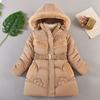 Girls Winter Thick Long Jackets Fleece Lining Plush Hooded Parkas Children Faux Fur Collar Outerwear