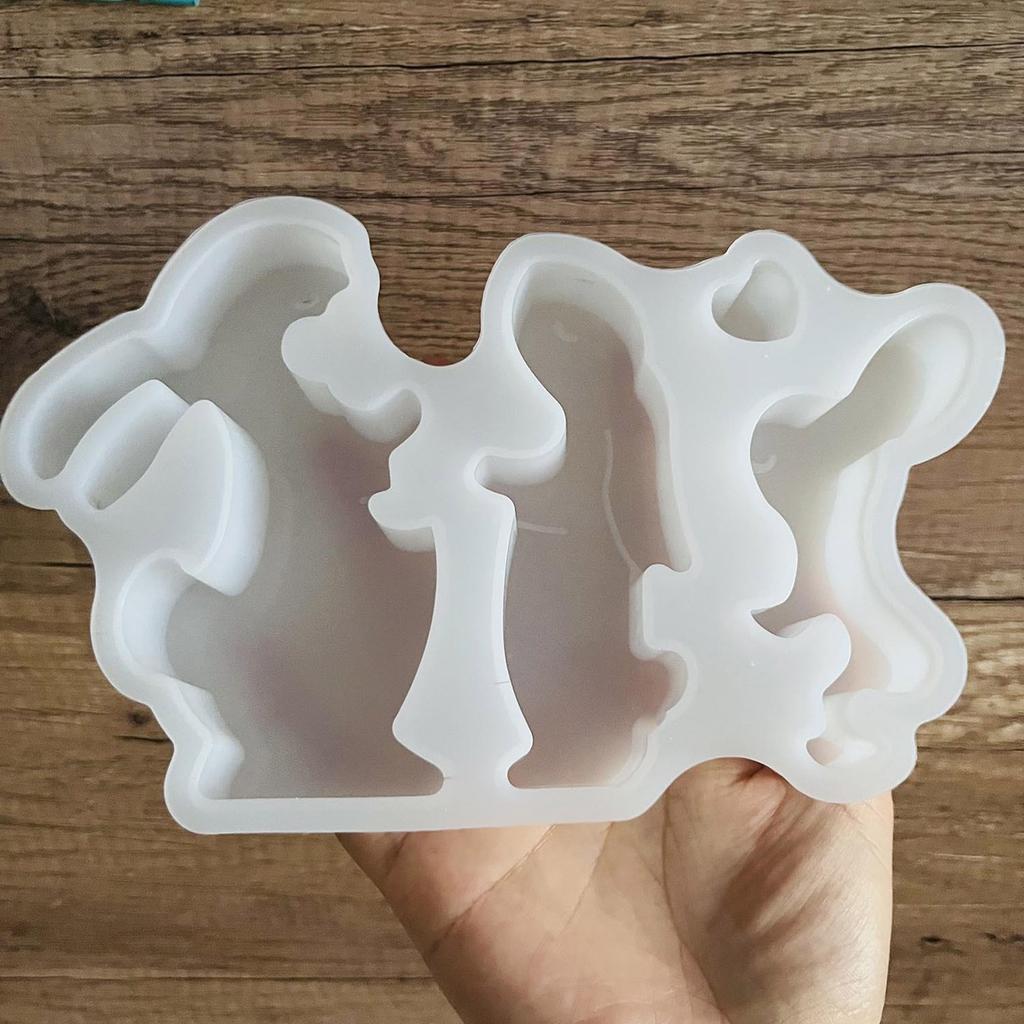 Rabbits Statue Silicone Candle Molds for Epoxy Resin Candle Making Rabbits Fondant Mold for Candy Chocolate Desserts