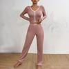 Damen Hauskleidung Pyjama Langarmhose Locker und Bequem Sexy Spitze Zweiteiliges Set