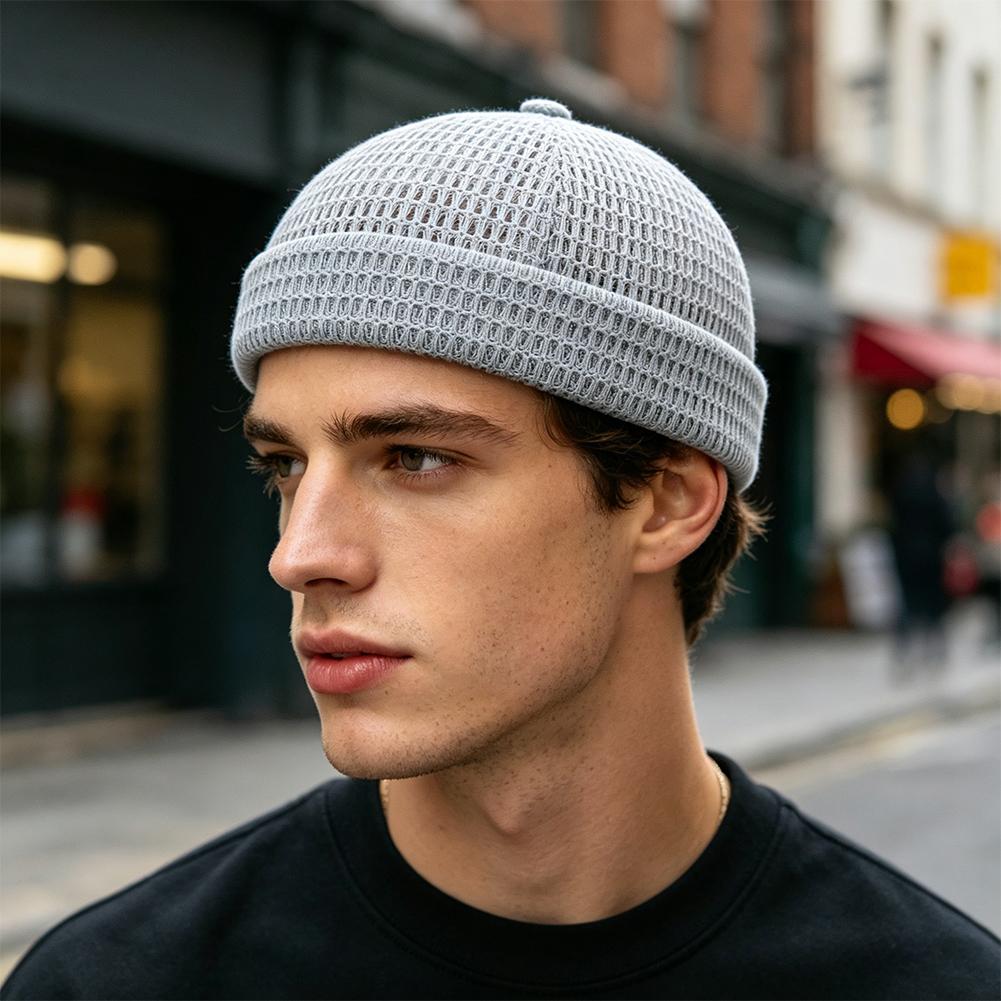 Berretto Docker Estivo Senza Visiera in Rete Traspirante Berretto a Rete Regolabile Cappello da Proprietario Retrò Stile Street Hip Hop Unisex Quotidiano da Esterno