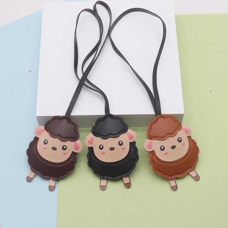Cute Goat PU Leather Keychain Durable Cute Key Ring Bag Pendant for Women Car Key Holder Daily Use Gift