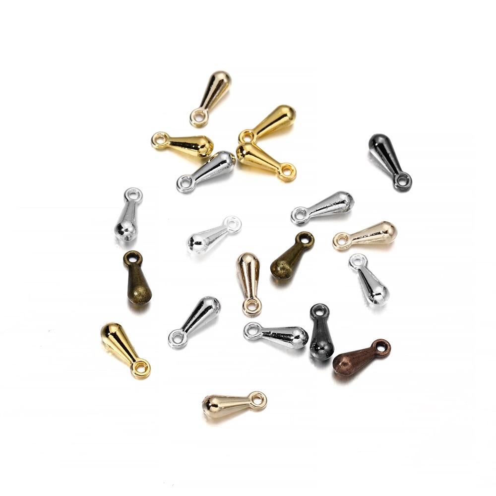 200Pcs/Lot Gold Color Water Drop Pendant End Beads 2*7 3*9mm For Tail Extender Chain DIY Jewelry Making Findings Accessories