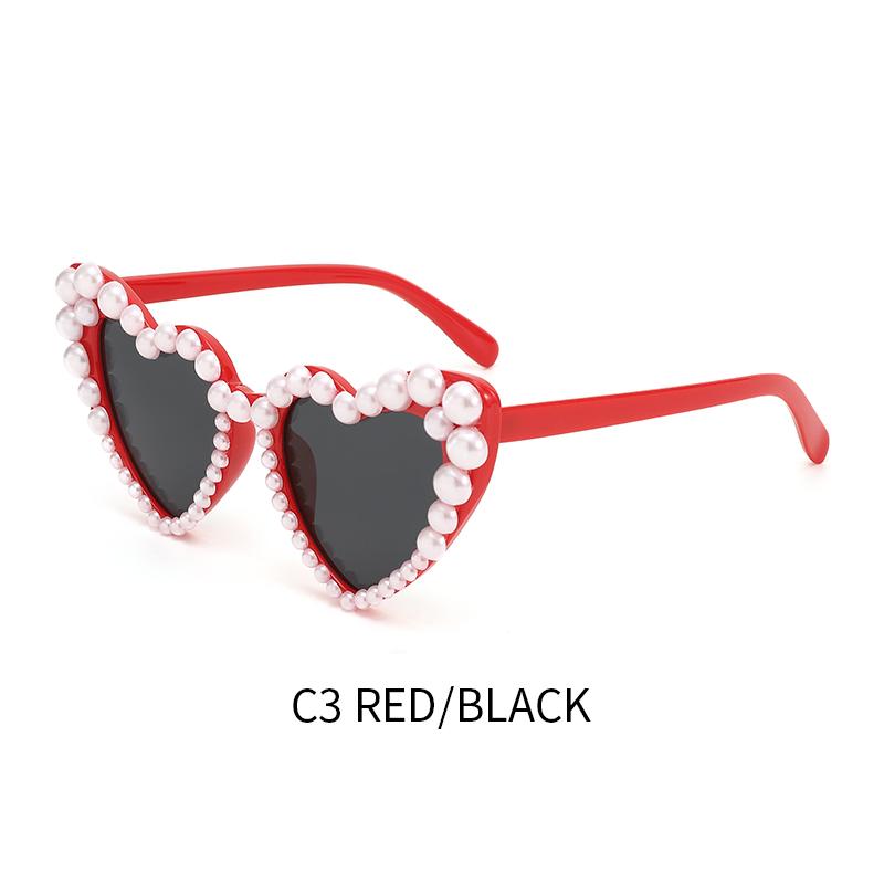 1pc pearl peach heart sunglasses heart-shaped personality versatile high-quality and fashionable women's sunglasses