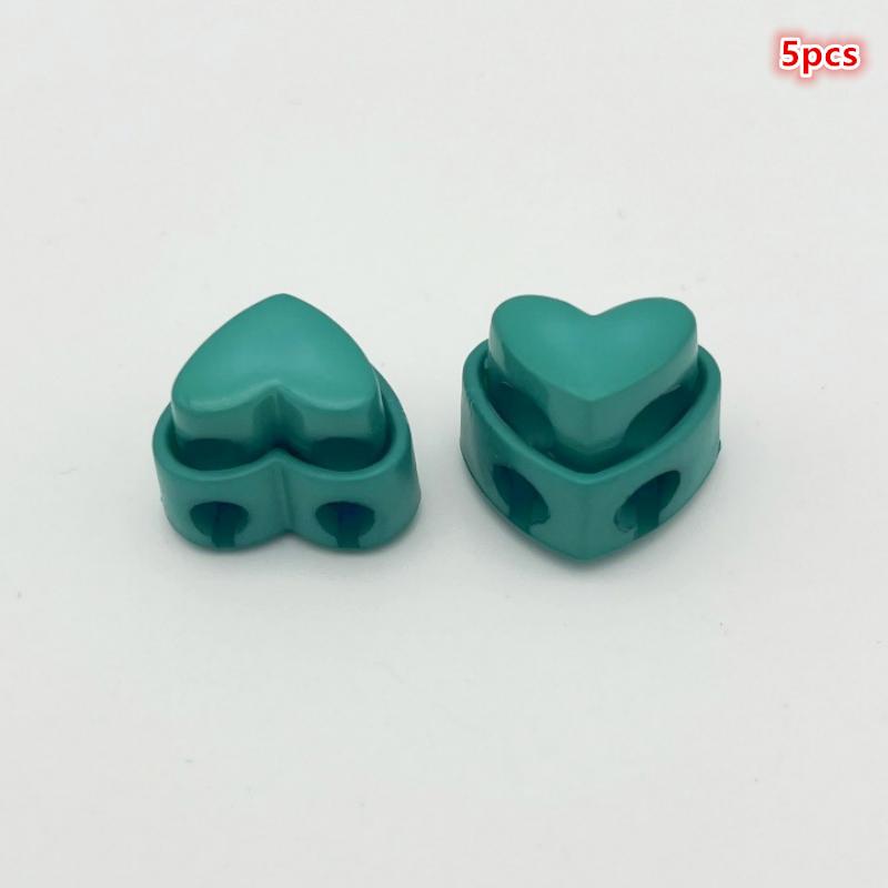 5Pcs Colorful Garment Stoppers Heart-Shaped Plastic Cord Locks Double Hole Spring Toggle Anti-Slip Stoppers Garment Accessories
