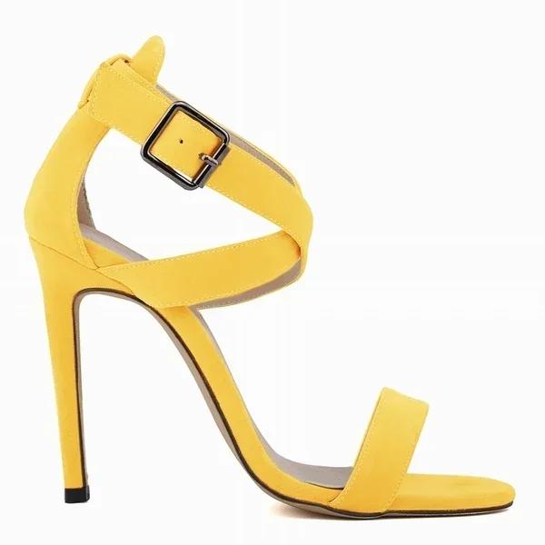 Women Sandals Stilettos  Summer Sexy Pumps 11cm Peep Toe Ankle Strap Velvet Thin High Heels Ladies Party Dress Wedding Shoes