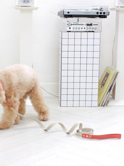 MAISON DE MIU Partner do biegania Smycz skórzana i parciana Koralowa