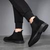 Fashion England Style Men's Casual Business Office Chelsea Boots Cow Suede Leather Shoes Black Trendy Cowboy Autumn Winter Ankle Botas