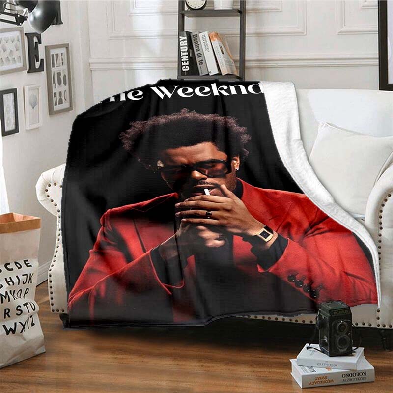 

The customizable T-The Weeknd flannel soft blanket is suitable for home, bedroom, bed, sofa, travel, and children s use. 75x90cm