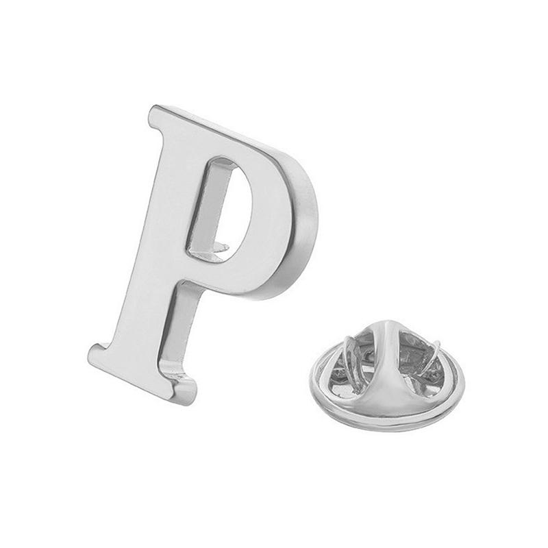 High Quality Classic Style Silver Letter A-Z Metal Brooch Women Men'S Lapel Pin Women'S Hat Scarf Backpack Badge Jewellery