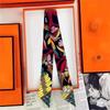 100% Silk High Quality Luxury Brand Scarf Women Headband Hair Band Foulard Tie Ribbon Neckerchief Skinny Scarves Accessories