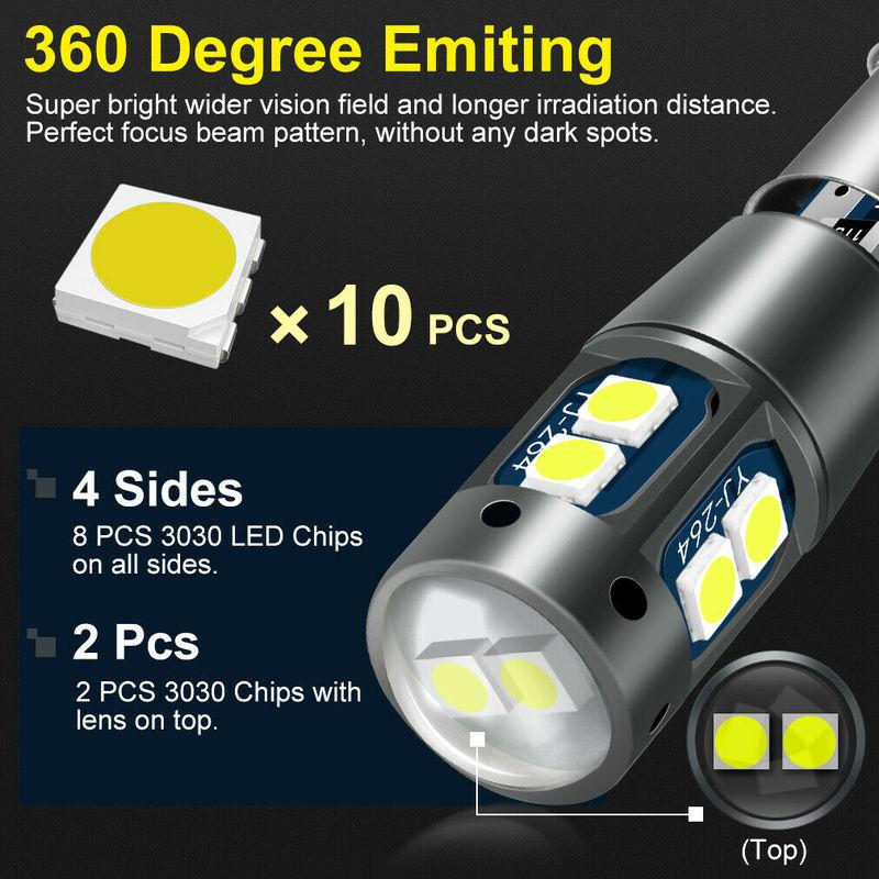 ERROR FREE Canbus 2pcs Car LED REVERSE LIGHT BAY9S CANbus 6000K WHITE AMBER RED Bulb for GOLF 7 MK7