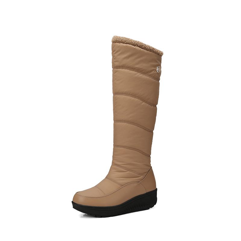 35--44 Stivali Suola Spessa Tacco Inclinato Stivali da Neve Donna Velluto Ispessito Stivali Imbottiti Stivali Lunghi Scarpe da Donna
