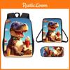 Dinosaur Print Animal Children School Backpack With Durable Oxford Material