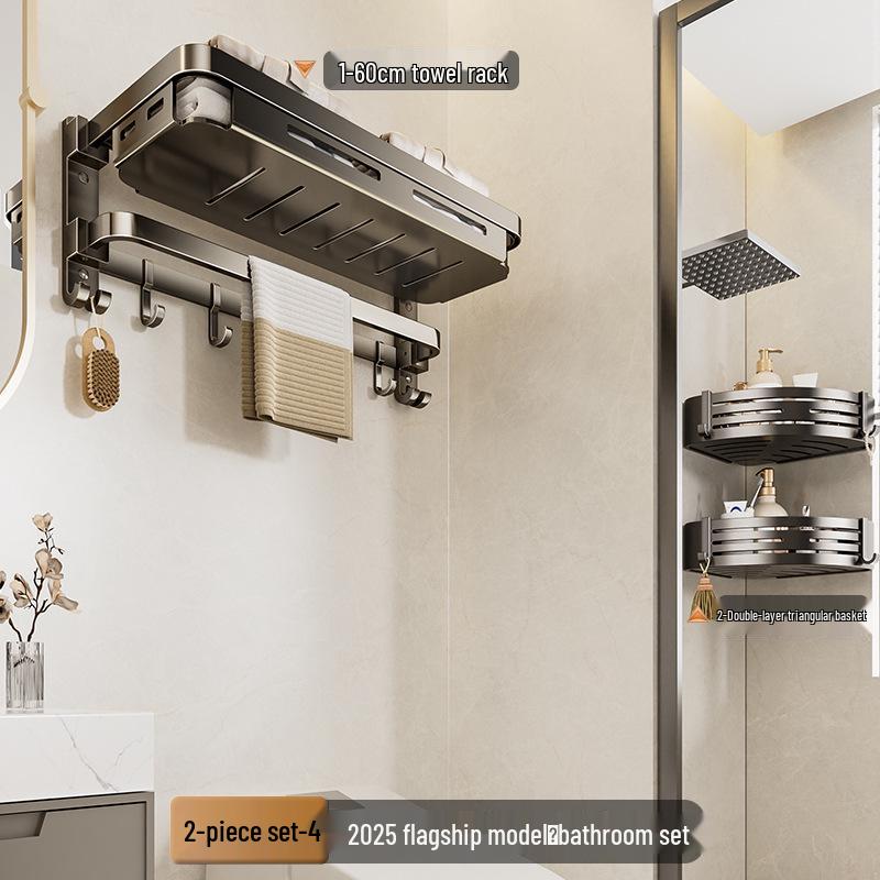 Wandmontierter, faltbarer Badezimmer-Handtuchhalter ohne Bohren