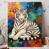 Shiny Pearl White Tiger DIY Painting Creative Bead Art Craft Household Wall Decoration Nice Present For Art Hobbyists Home Decor Wall Artwork Supplies