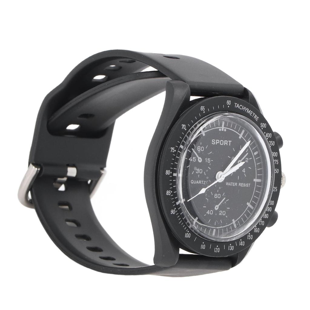 Digital Sports Watch Accurate Time Waterproof Stopwatch Clear Lens Electronic Watch Black Strap Black Screen Quartz