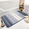 Gradient Striped Bath Mat | Thickened Flocked Super Absorbent & Quick-Dry | Non-Slip Bathroom Rug for Shower Floor Decor