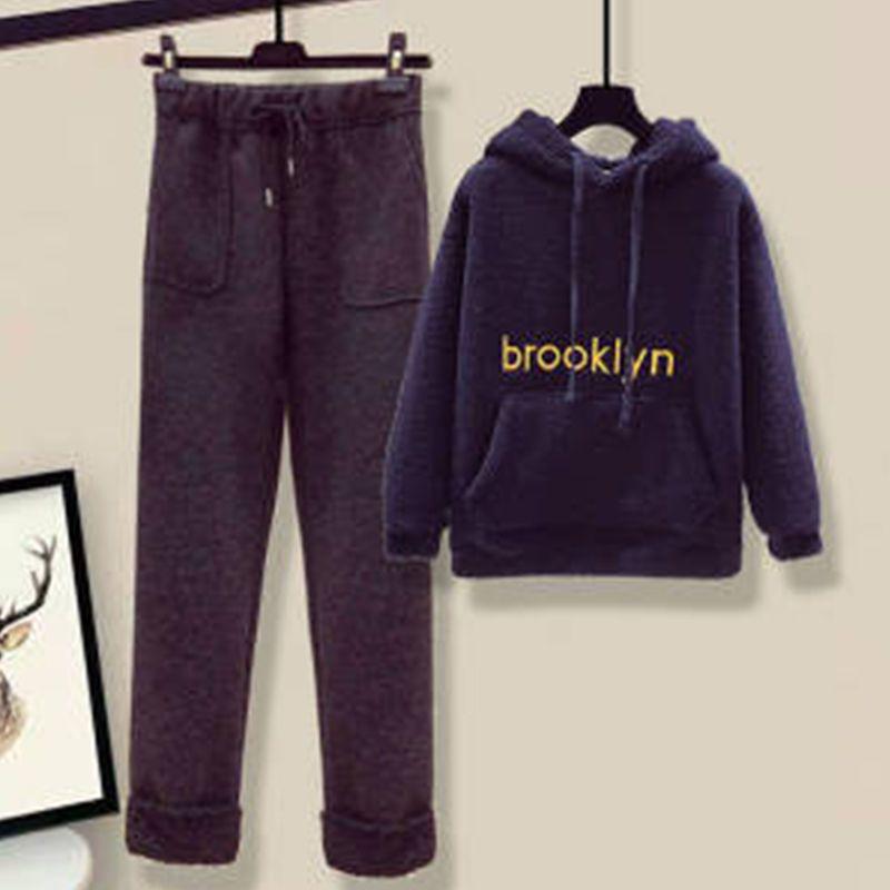 Sweet and Salty Street-Style Winter Vest, Lamb's Wool Sweatshirt, Wool Blend Pants Set: Trendy Autumn/Winter Women's Outfit, Youthful Style