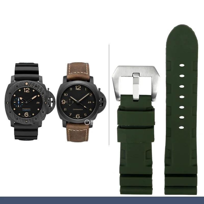 For Panerai SUBMERSIBLE PAM 111 441 616 Watchbands Soft Silicone Rubber 22mm 24mm Men's Watch accessories Strap